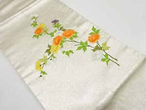 花模様　刺繍　名古屋帯